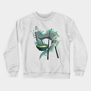 The Great Sushi Skeleton Bowl 3- Japanese Vector art Illustration Crewneck Sweatshirt